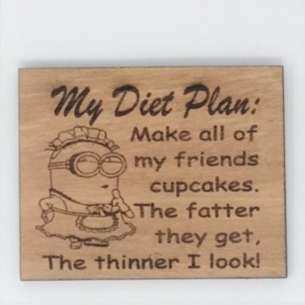 Novelty Fun Diet Sign / Fridge Magnet: Minions Diet Plan