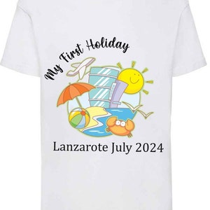 My First Holiday T-Shirt - Personalised with [Holiday, Month and Year] - Adorable Keepsake!!!