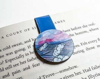 Watercolor Waves Bookmark, Magnetic Bookmark, Planner bookmark, reading accessory, journal bookmark