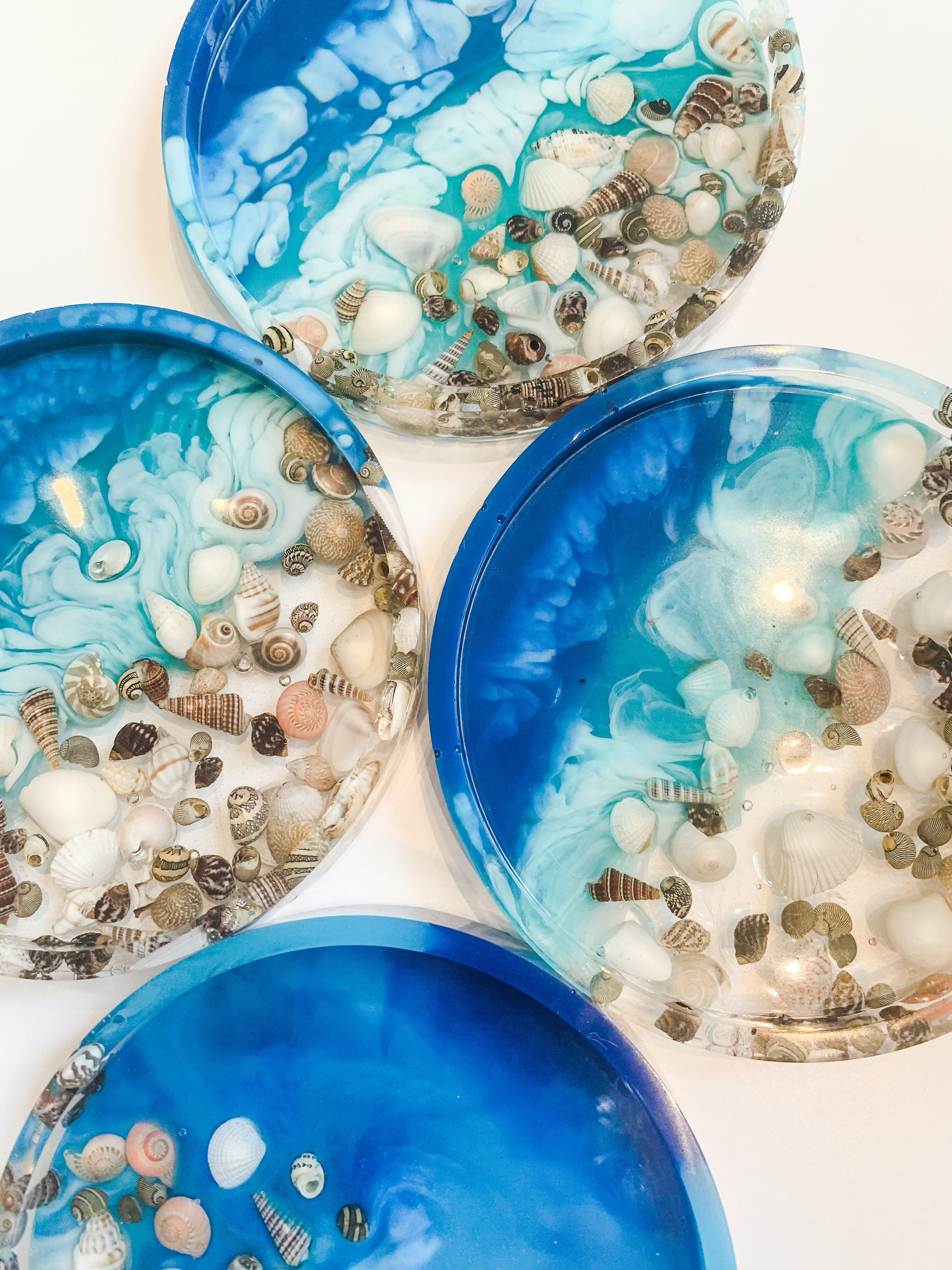 Shell Rim Coasters Set of 4 Beach Coasters With REAL Seashells | Shell Coasters | Ocean ...