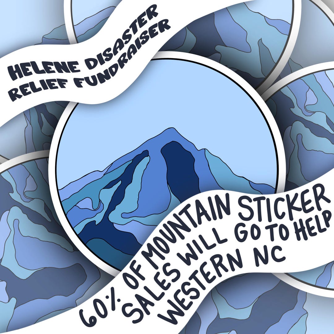 Blue Ridge Mountain Sticker – 2 Inch Diameter | Hurricane Helene Relief ...