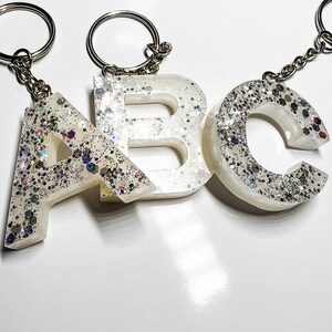 Resin Alphabet letter keychain | glitter resin keychain | disco theme keychain