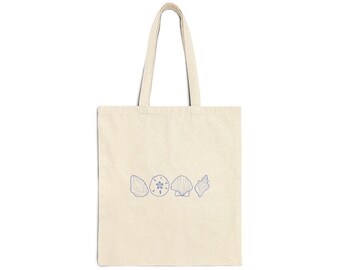 Seashell Line Art Tote Bag | Minimal Beach Shell Illustration canvas