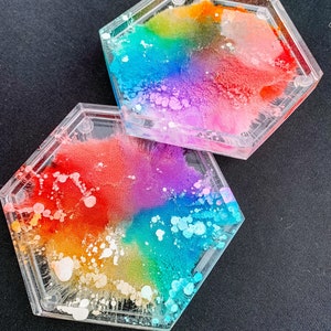 Rainbow Resin Coasters
