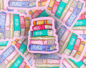 Books are my Happy Place Sticker- Perfect for Journals, Laptops, & More!
