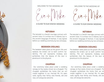 Jewish Wedding Program | Jewish Wedding Ceremony | Jewish Program Template | Insert for Jewish Wedding | Modern | Printable | Hebrew | PDF