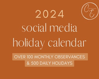 National Holiday List | 2024 Social Media Spreadsheet | Social Media Calendar | Template | Spreadsheet