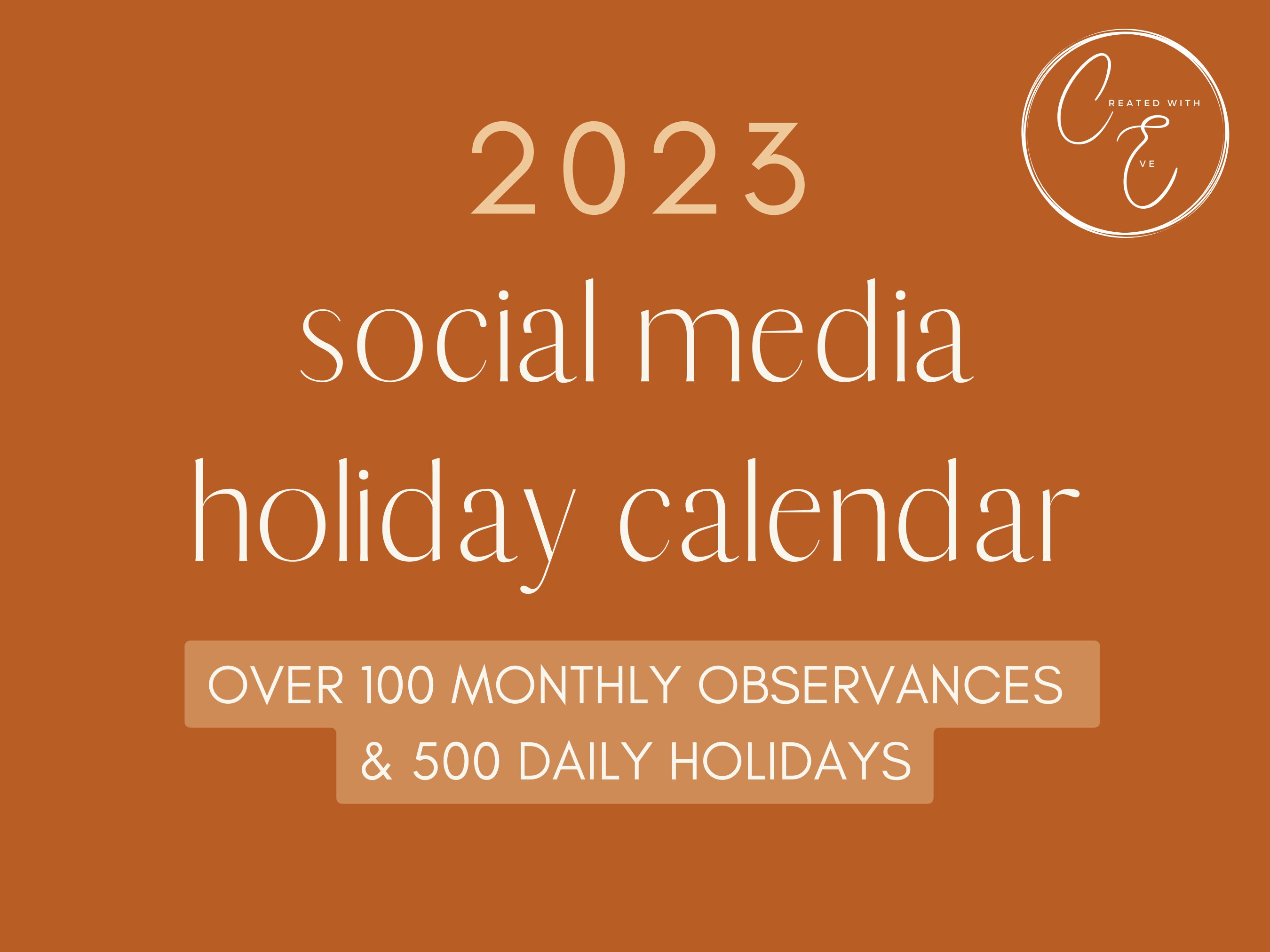 National Holiday List 2023 Social Media (Instant Download) Etsy