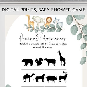 Baby Shower Game | Animal Pregnancy Baby Shower Game | Boy Baby Shower Games | Girl Baby Shower Games | Printable Baby Shower Game | Digital