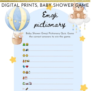 Baby Shower Game | Emoji Pictionary Baby Shower Game | Boy Baby Shower Games | Girl Baby Shower Games | Printable Baby Shower Games |Digital
