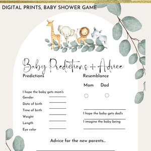 Baby Shower Game | Baby Predictions and Advice Baby Shower Game | Boy Baby Shower Games | Girl Baby Shower Games | Printable Shower Games