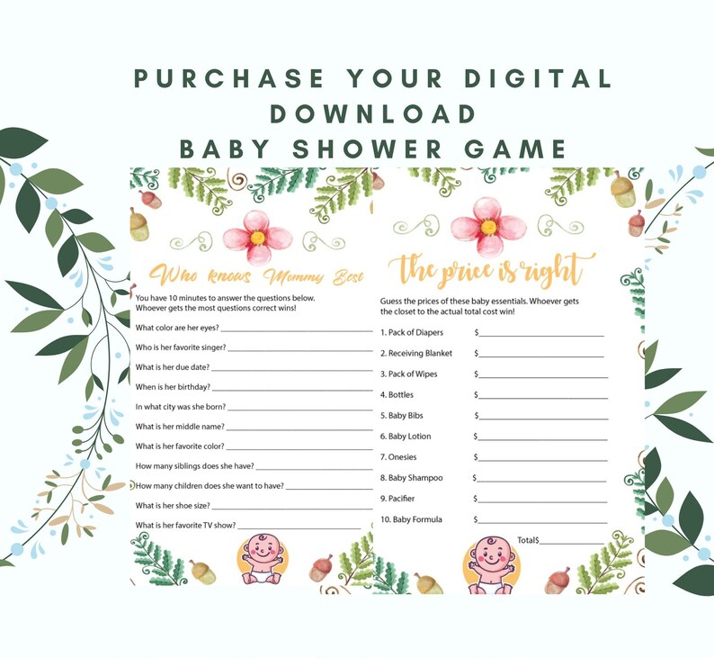 Baby Shower Games Two Printable Baby Shower Games Etsy