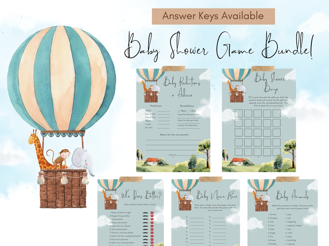 Baby Shower Games| 14 Baby Shower Games Bundle and Answer Key | Baby
