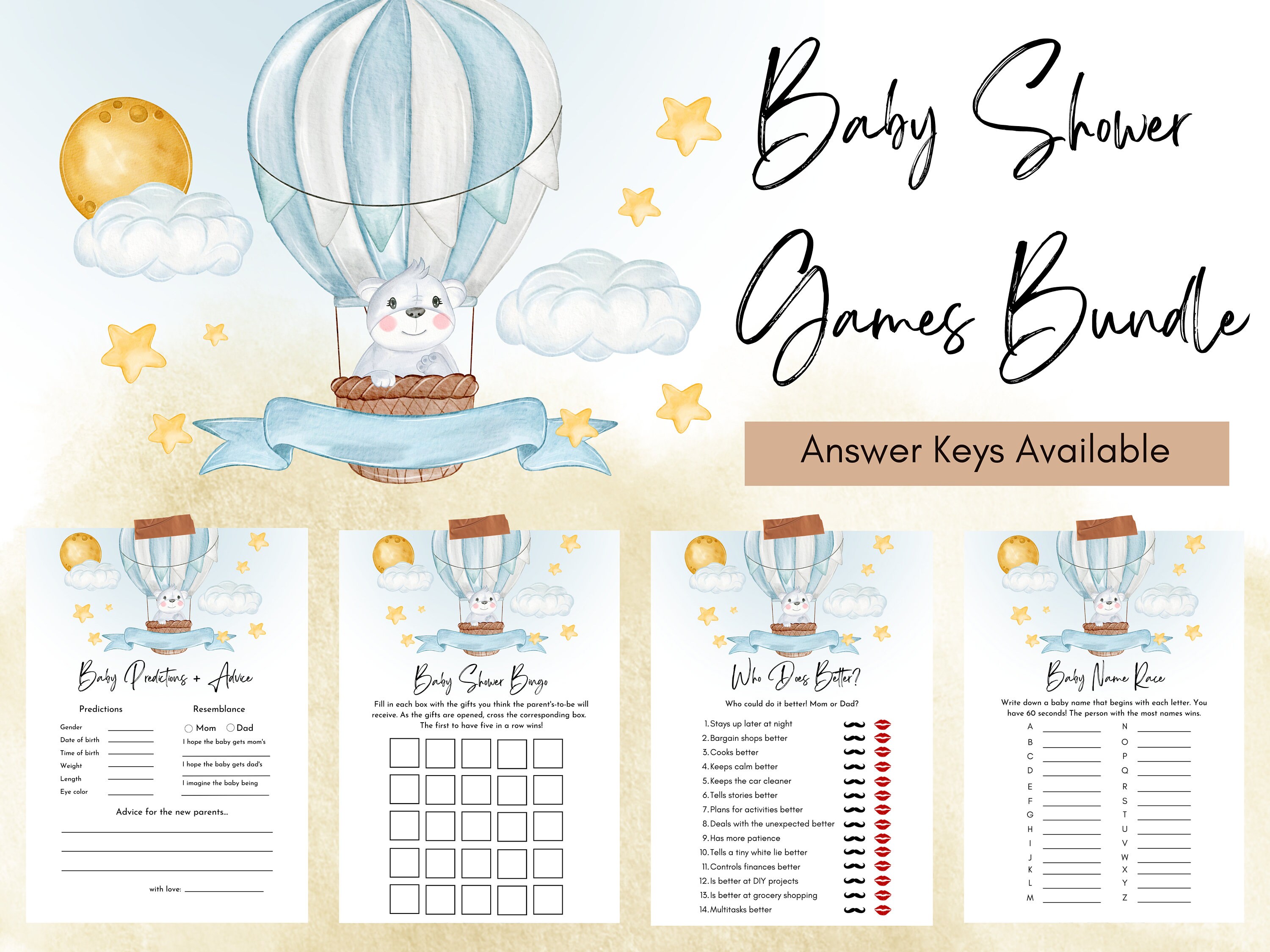 Baby Shower Games 14 Baby Shower Games Bundle With Answer Key Baby