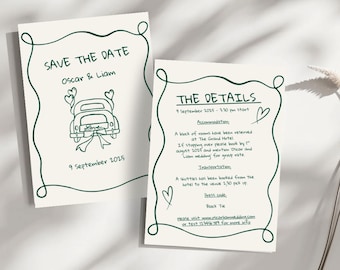 Hochzeitseinladung Set | Bearbeitbares Canva Template Bundle | Save the Date, Antwortkarte, Menü, Details & Danke | Digitaler Download