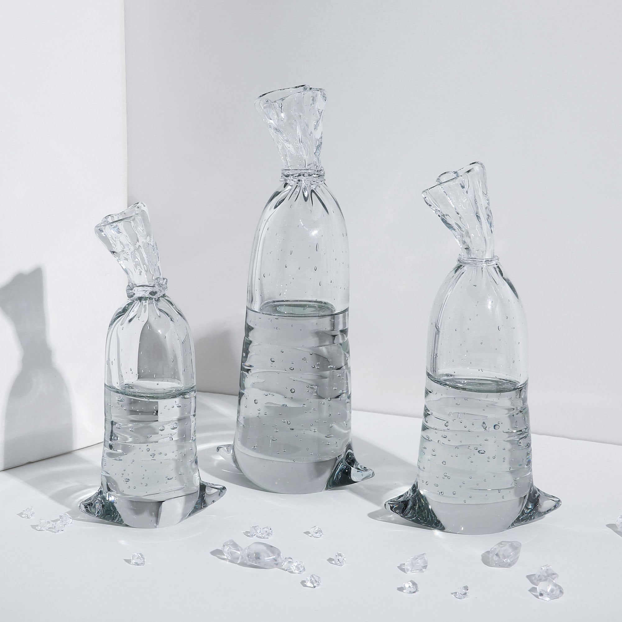Glass water bag sculpture clearance