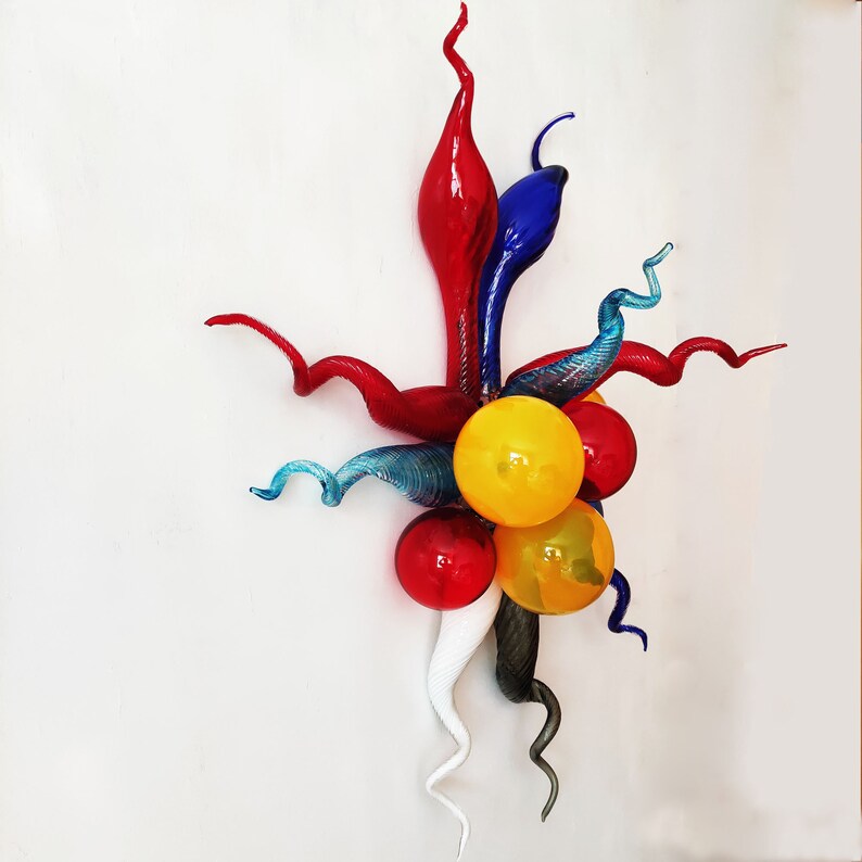 Colored Glass Sculpture Wall Art Etsy