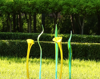 Large Blown Glass Art Flower Sculpture for Botanical Garden Decoration
