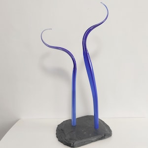 Hand Made Glass Art Spire Leaf Sculpture