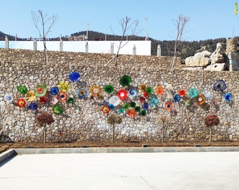Giant Outdoor Hand Blown Wall Mounted Glass Art Sculpture