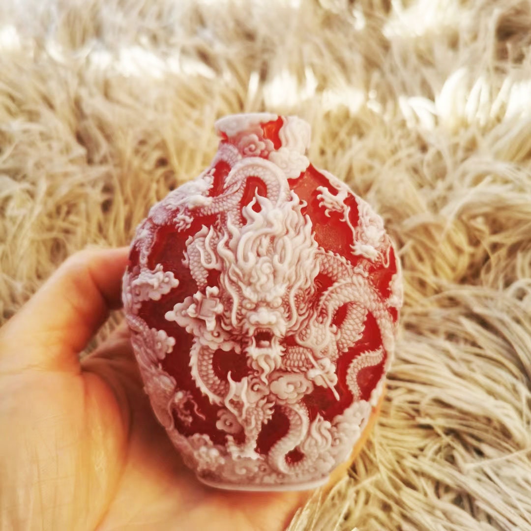 Hand Carving Glass Art Sculpture With Fly Dragon Etsy