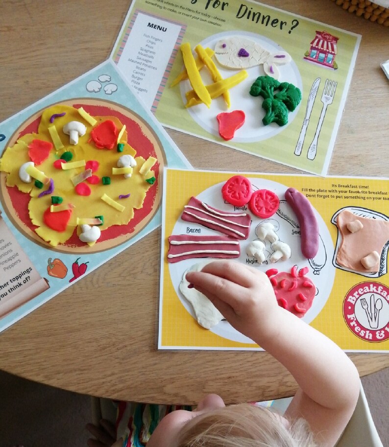 5pce Play Doh Activity Mats Food Themed Designs INSTANT Etsy