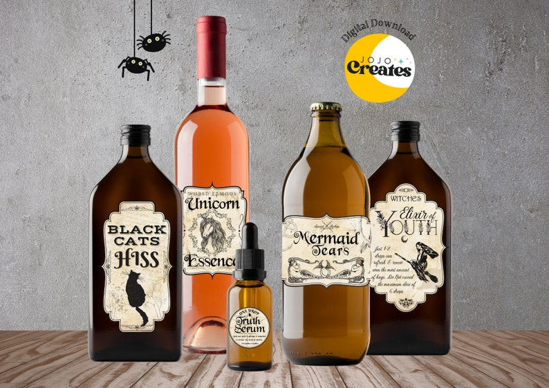 Aged Potion Bottle Labels: Halloween Wine Labels (digital Download) - Etsy