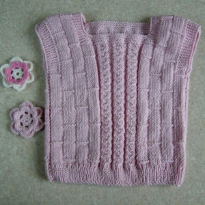 6-12 months baby vest pink pure merino wool hand knitted gift for girl