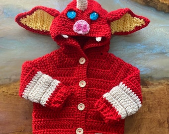 Bokoblin Sweater, Crochet Baby Sweater, Zelda Character, Baby Jacket, Personalized Baby Gift, Video Game Themed Sweater, Zelda Sweater