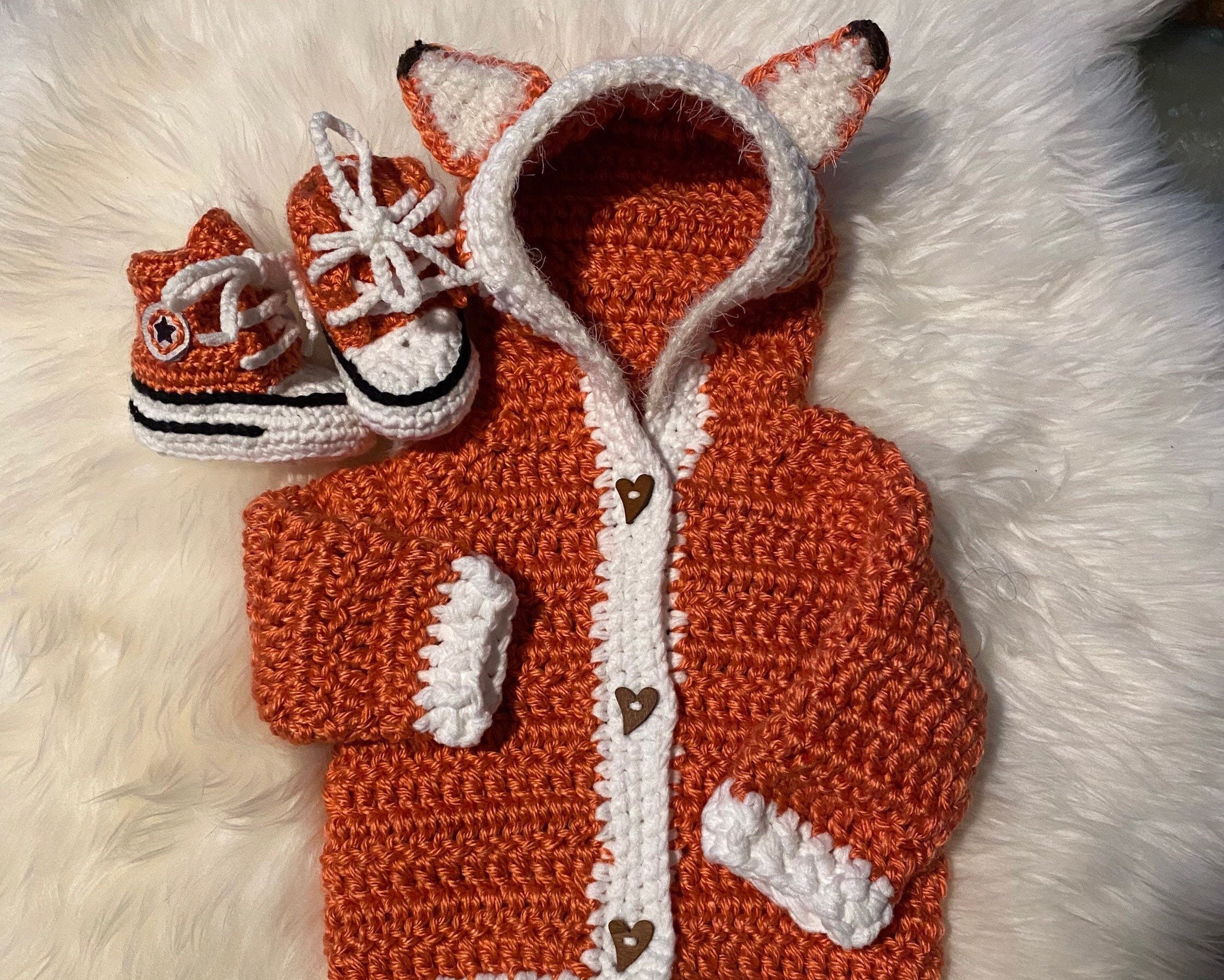 Fox Baby Sweater Set Crochet Pattern