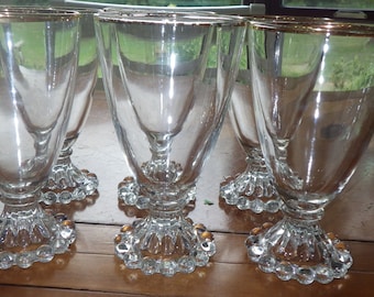 ANchor Hocking Boopie Gold Wassergläser circa 1950er Jahre 2,9 Unzen Stiele mit Fuß