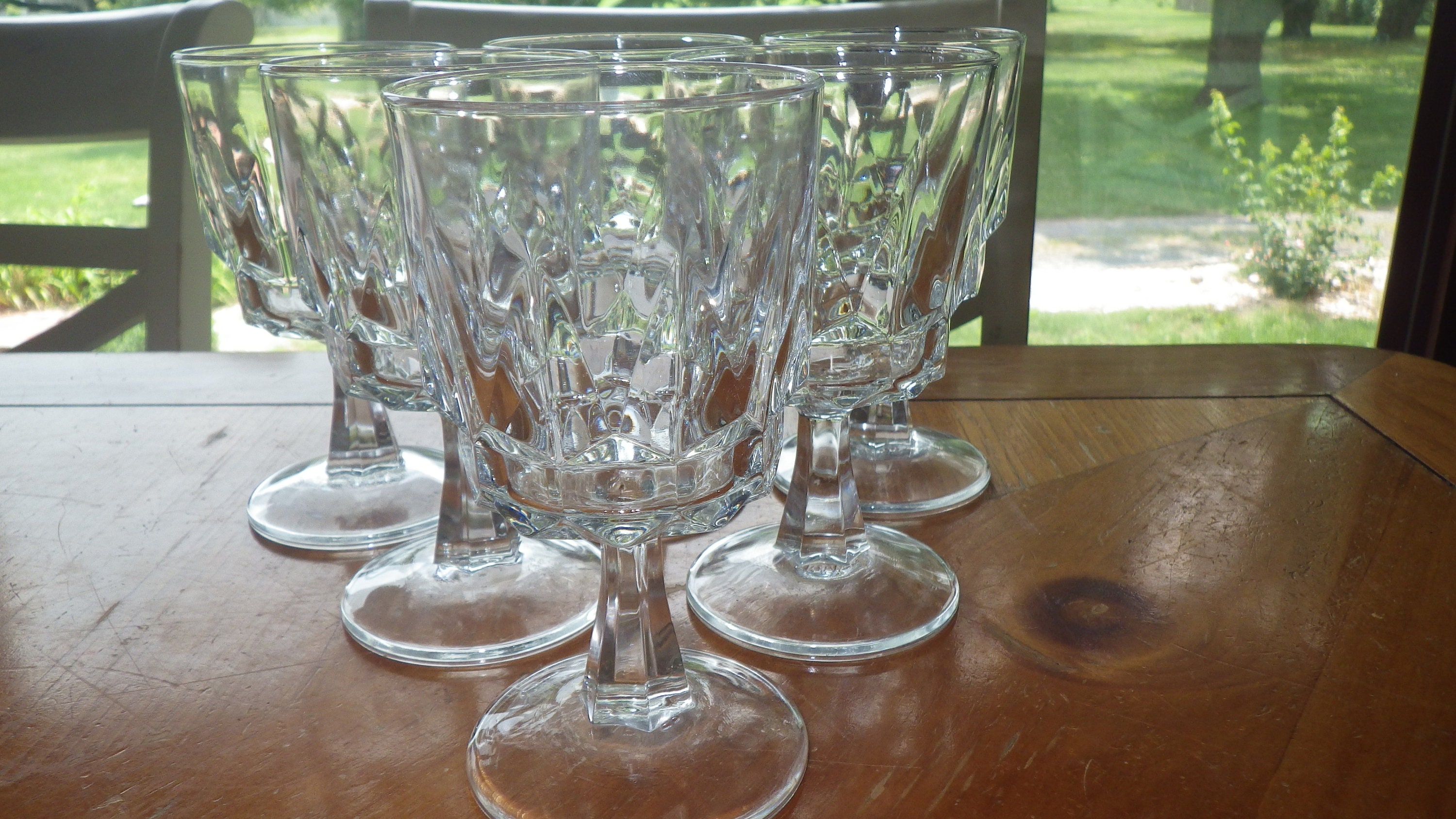 Arcoroc Artic Wine Glasses Clear Glass Vertical Blocks 6 8 Etsy Australia