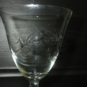 Vintage Water Goblets Ice Tea Glasses Fire Polished Floral 6 12 oz 1950s stems