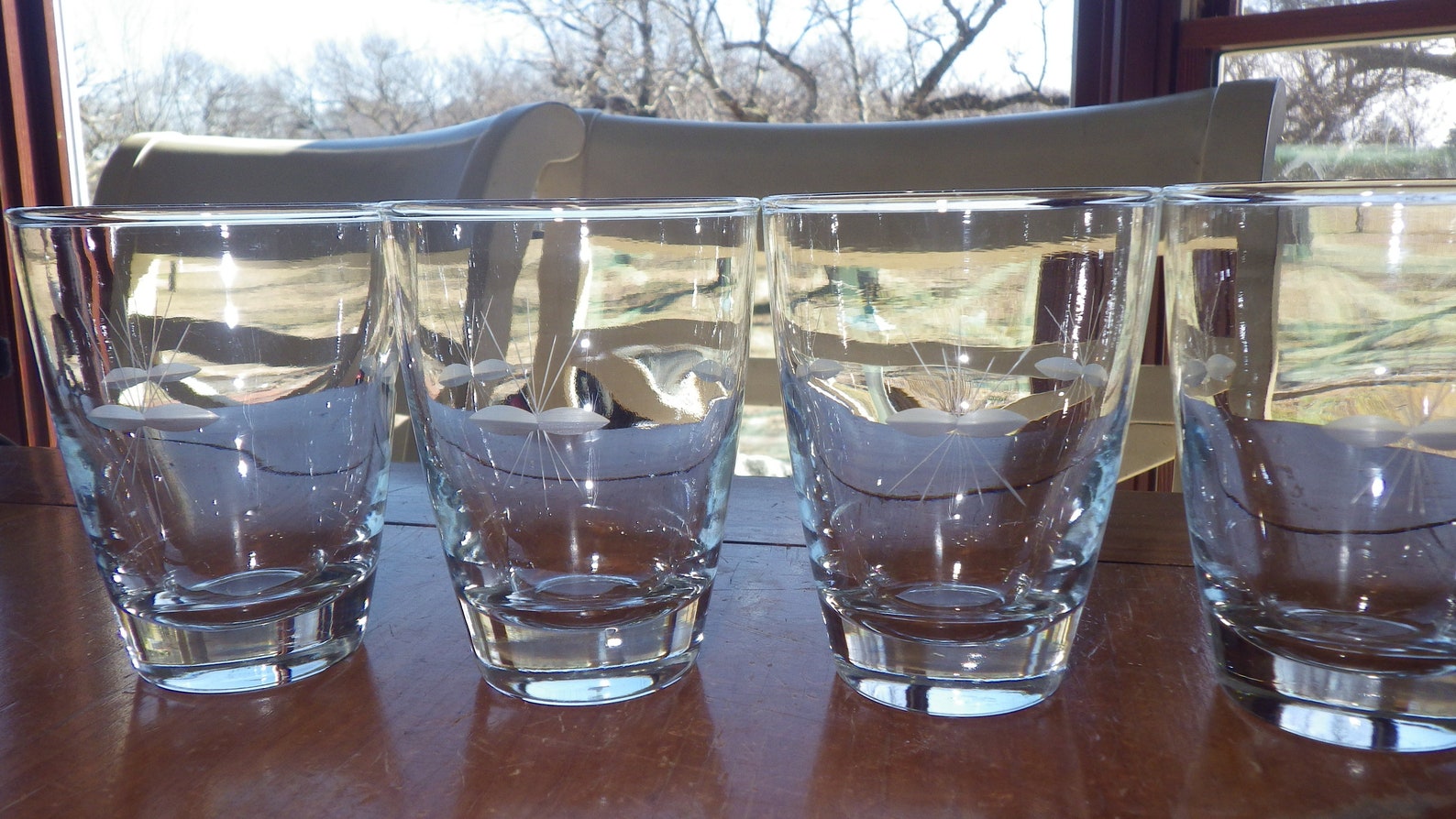 Heavy Cut Crystal Highball Glasses Tumblers Weighted Bottom Heavy 4