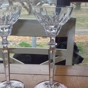 Heavy Crystal Candlestick Holders faceted stem with cut vertical lines star foot 2 8.5&quot;