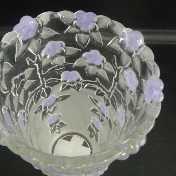 Vintage Mikasa Flower Vase Lavender Fields Walther Glass Germany Satiniert 9.25"