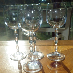 White Wine glasses Sofia Clear by MIKASA 4 8 oz beaded stem Czech Republic NoswT