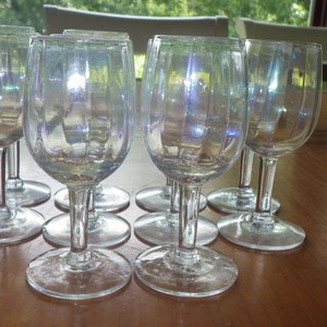 Vintage Iridescent Claret Wine glasses optic panel Wine glasses 4 7oz elegant