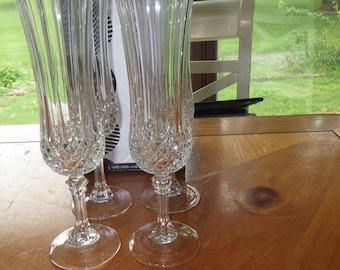 Longchamp Champagne Flutes Wedding toasting glasses elegant stems 4 stems Made in USA