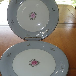 Dinner Plates Bella Maria by SEYEI 2 10&quot; Round Dinner Plates Blue Band Rose