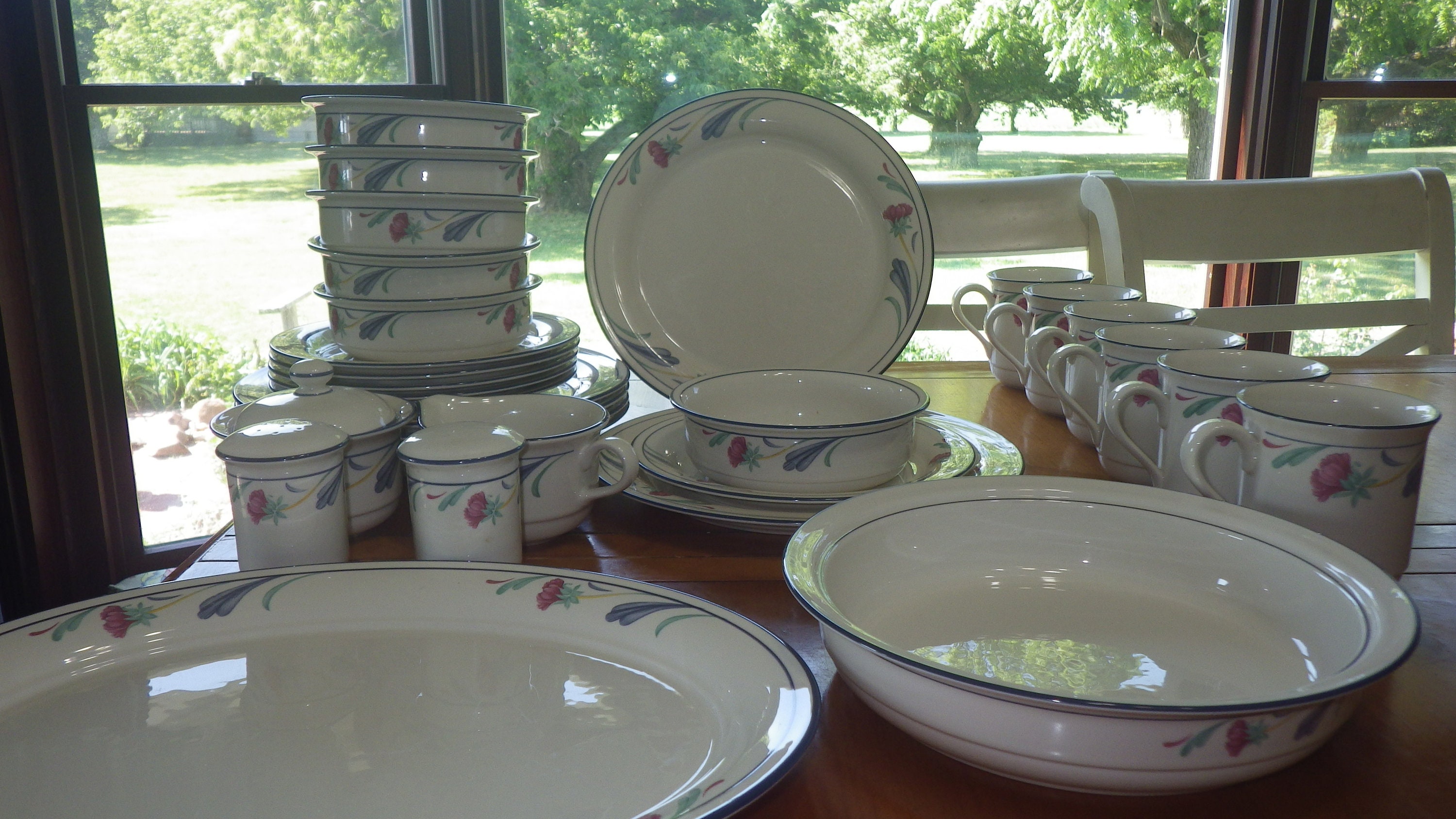 Lenox Poppies On Blue Dinnerware set Chinastone service 6 Etsy