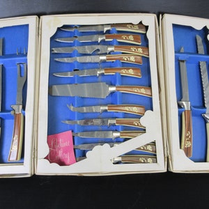 Vintage 19 pc Golden Prestige Cutlery set Knife set Sheffield English Blades