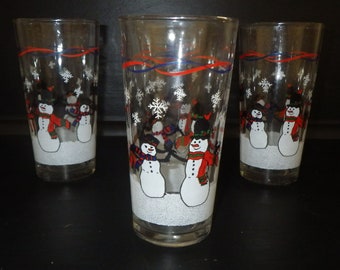 Snowman Drinking Glasses Tumblers Ice Tea Water Coolers 4 16 oz KIG Indonesia
