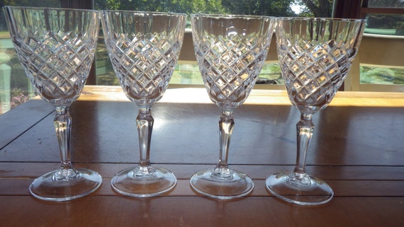 Clear Crystal Wine Glasses With a "x" Design 4 6oz Elegant Stems - Etsy