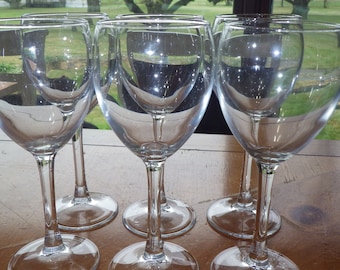 Clear Glass Wine Glasses 6 11 ounce plain bowl stem wine water goblets