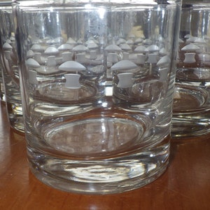 Etched Whiskey Glasses Juice Glasses Old Fashion on the Rocks 6 - 10 ounce glasses