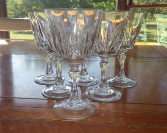 Vintage Cristal D'Arques Wine Glasses: Etched Floral Design, Set of 6