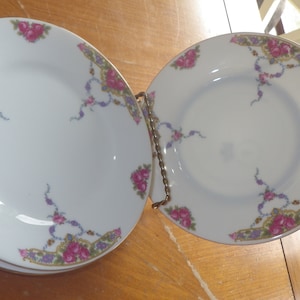 Fine China Bread Plate Dessert Plate Pink Rose Floral VIT202  VICTORIA CZECH 4 63/8&quot;.