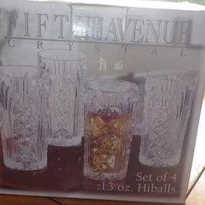 Cut Crystal HiBall Glasses Tumblers 4 13oz Wellington NOS 5th Ave Crystal