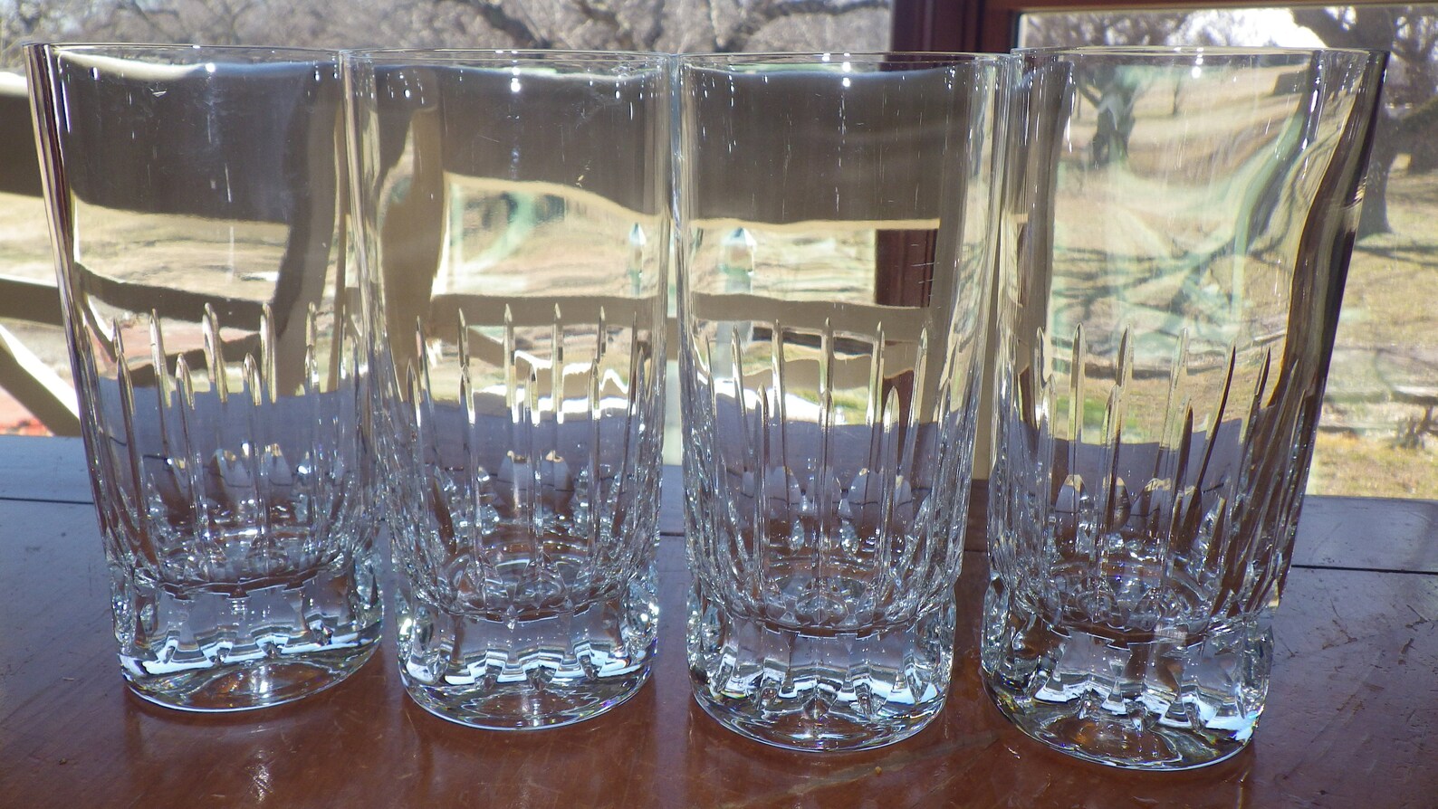 Heavy Cut Crystal Highball glasses tumblers weighted bottom Etsy